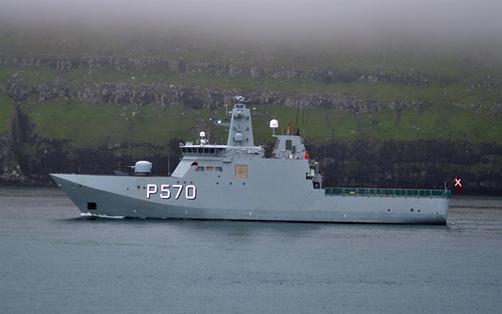 HDMS Knud Rasmussen, P570, Kungliga Danska Flottan, patrullb&#229;t, gr&#228;ns, icebreaker krigsfartyg