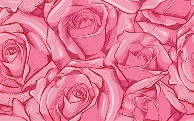 rosas padr&#227;o, 4k, padr&#245;es florais, arte decorativa, resumo rosas padr&#227;o, fundo com rosas, flores, rosas padr&#245;es, abstrato floral padr&#227;o, floral texturas
