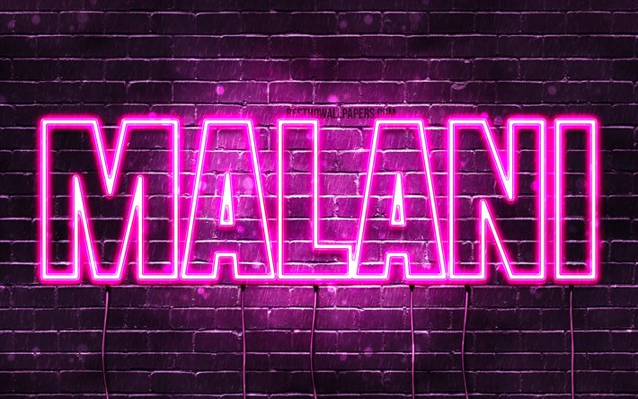 malani, 4k, tapeten, die mit namen, weibliche namen, malani namen, purple neon lights, happy birthday malani, bild mit malani namen