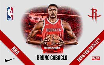 Bruno Caboclo, Houston Rockets, Brazilian Basketball Player, NBA, portrait, USA, basketball, Toyota Center, Houston Rockets logo