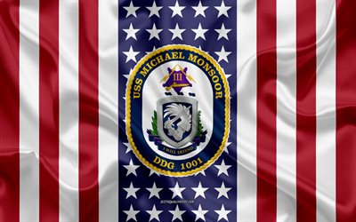 USS Michael Monsoor Emblem, DDG-1001, American Flag, US Navy, USA, USS Michael Monsoor Badge, US warship, Emblem of the USS Michael Monsoor