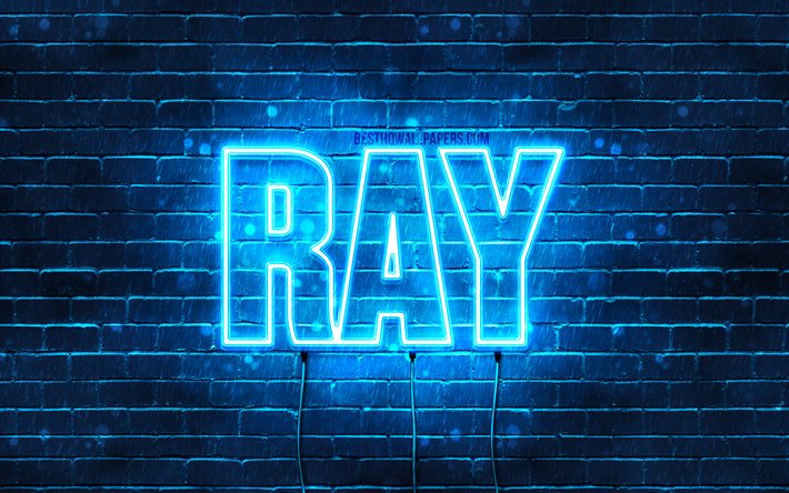 Download wallpapers Ray, 4k, wallpapers with names, horizontal text, Ray  name, Happy Birthday Ray, blue neon lights, picture with Ray name for  desktop free. Pictures for desktop free