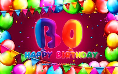 Buon Compleanno Bo, 4k, palloncino colorato telaio, Bo nome, sfondo viola, Bo buon Compleanno, Bo Compleanno, popolare olandese nomi di donna, Compleanno, concetto, Bo
