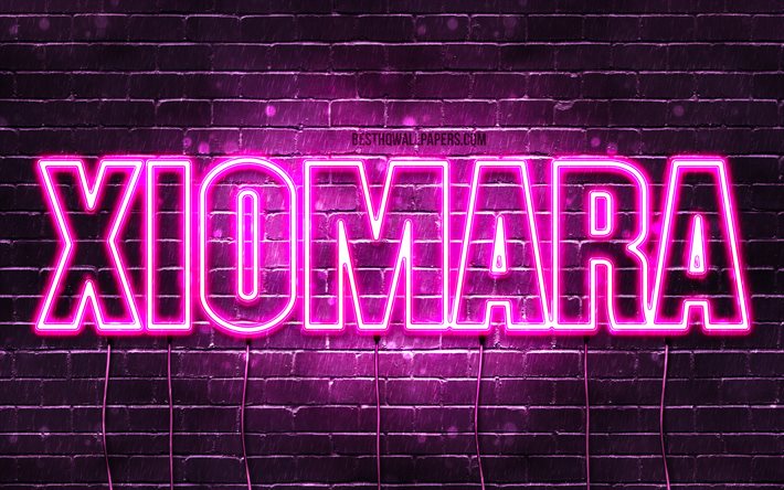 Xiomara, 4k, tapeter med namn, kvinnliga namn, Xiomara namn, lila neon lights, Grattis P&#229; F&#246;delsedagen Xiomara, bild med Xiomara namn