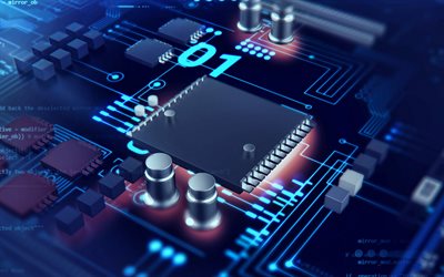 chip, microcircuitos, condensadores, 3d de la placa base, programaci&#243;n, tecnolog&#237;as modernas, chip on board