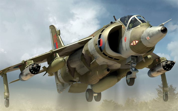 British Aerospace Harrier II, opere d&#39;arte, aerei da combattimento, McDonnell Douglas AV-8B Harrier II, BAE Harrier II, Royal Navy, Royal Air Force (RAF