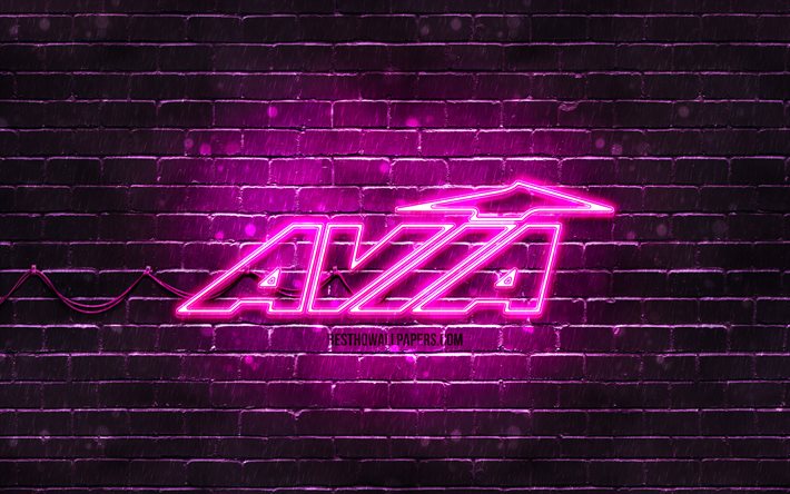 Avia violette logo, 4k, violet brickwall, Avia le logo, les marques de sport, Avia n&#233;on logo, Avia