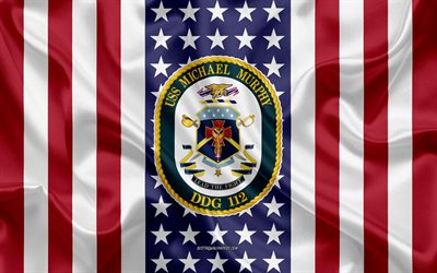 USS Michael Murphy Emblem, DDG-112, American Flag, US Navy, USA, USS Michael Murphy Badge, US warship, Emblem of the USS Michael Murphy