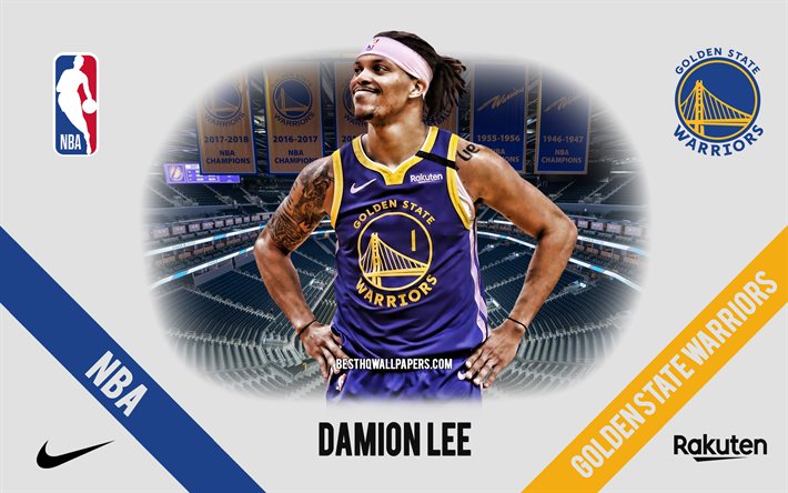 Damion Lee, Golden State Warriors, American Basketball Player, NBA, portrait, USA, basketball, Chase Center, Golden State Warriors logo
