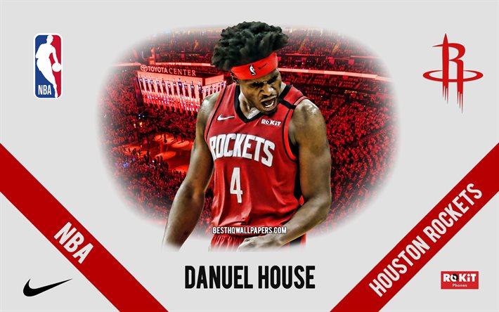Danuel Hus, Houston Rockets, Amerikansk Basketspelare, NBA, portr&#228;tt, USA, basket, Toyota Center, Houston Rockets logotyp
