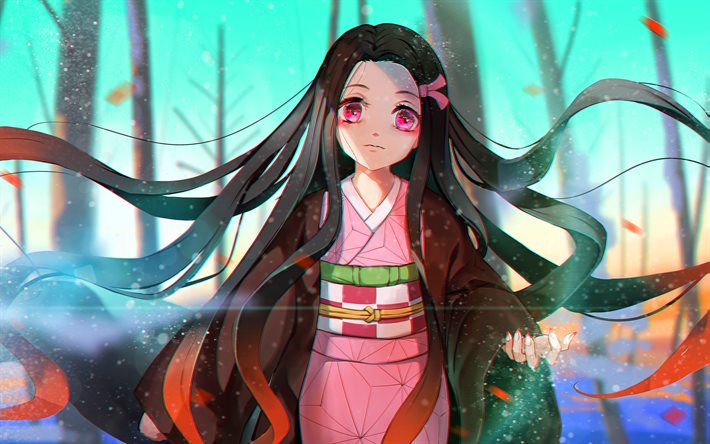 Nezuko Kamado, bosque, Kimetsu no Yaiba, el manga, las ilustraciones, Kamado Nezuko