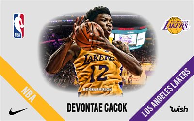 Devontae Cacok, Los Angeles Lakers, Amerikan Basketbol Oyuncusu, NBA, portre, ABD, basketbol, Merkezi, Los Angeles Lakers logo Zımba