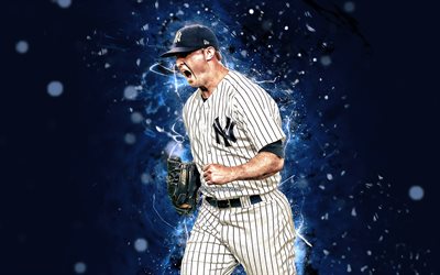 Zack Britton, 4k, MLB, los Yankees de Nueva York, el lanzador de b&#233;isbol, Zackary Subvenci&#243;n Britton, de la Liga Mayor de B&#233;isbol, luces de ne&#243;n, Zack Britton los Yankees de Nueva York, Zack Britton 4K, de los Yankees de NY