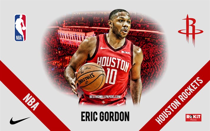 Eric Gordon, Houston Rockets, Amerikansk Basketspelare, NBA, portr&#228;tt, USA, basket, Toyota Center, Houston Rockets logotyp, Eric Ambrose Gordon Jr