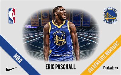 Eric Paschall, Golden State Warriors, American Basketball Player, NBA, portrait, USA, basketball, Chase Center, Golden State Warriors logo