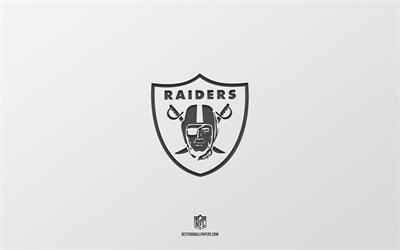 las vegas raiders, wei&#223;er hintergrund, american-football-team, las vegas raiders-emblem, nfl, usa, american football, las vegas raiders-logo