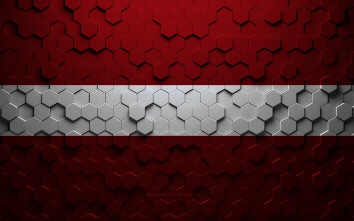 Latvian lippu, hunajakenno, Latvian kuusikulmainen lippu, Latvia, 3d kuusikulmainen taide