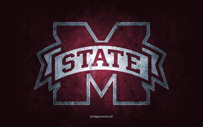 Mississippi State Bulldogs, American football team, red background, Mississippi State Bulldogs logo, grunge art, NCAA, American football, USA, Mississippi State Bulldogs emblem