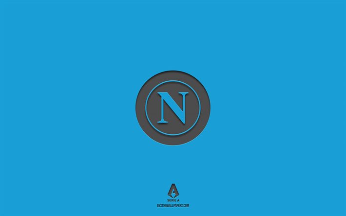 SSC Napoli, bl&#229; bakgrund, italienskt fotbollslag, SSC Napoli emblem, Serie A, Italien, fotboll, SSC Napoli logo