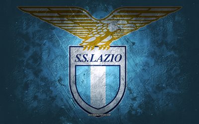 SS Lazio, Italian football team, blue background, SS Lazio logo, grunge art, Serie A, football, Italy, SS Lazio emblem