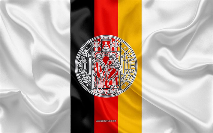 emblem der universit&#228;t leipzig, deutsche flagge, logo der universit&#228;t leipzig, leipzig, deutschland, universit&#228;t leipzig