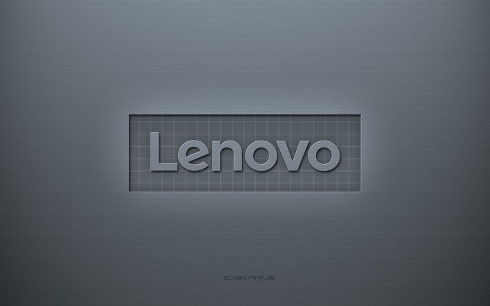 Logo Lenovo, fond cr&#233;atif gris, embl&#232;me Lenovo, texture de papier gris, Lenovo, fond gris, logo 3d Lenovo