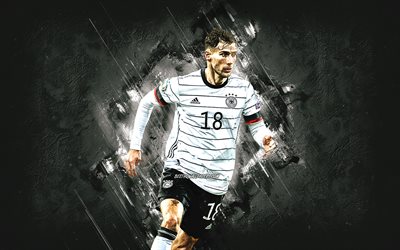 Leon Goretzka, Germany national football team, German football player, portrait, gray stone background, Germany, football