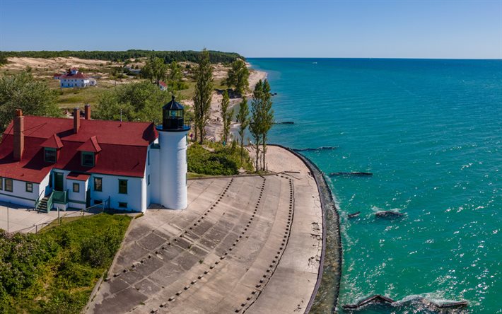 Set of 8 Soft Coasters Set-of-8-Soft Lake Clear 3dRose Point Betsie Lighthouse Michigan Frankfort