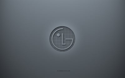 LG-logotyp, gr&#229; kreativ bakgrund, LG-emblem, gr&#229; pappersstruktur, LG, gr&#229; bakgrund, LG 3d-logotyp, LG Electronics