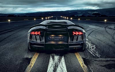 2021, Lamborghini Aventador, LP700-4, Carbonado Black Diamond, Mansory, 4k, framifr&#229;n, exteri&#246;r, svart superbil, tuning Aventador, Aventador Mansory, italienska sportbilar, Lamborghini