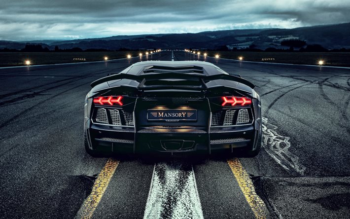 2021, Lamborghini Aventador, LP700-4, Carbonado Black Diamond, Mansory, 4k, front view, exterior, black supercar, tuning Aventador, Aventador Mansory, Italian sports cars, Lamborghini