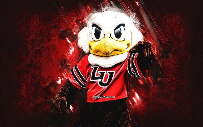 Sparky, Liberty Flames maskotu, Liberty &#220;niversitesi, Sparky maskot, kırmızı taş zemin, NCAA