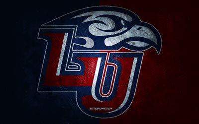 Liberty Flames, time de futebol americano, fundo vermelho, logotipo do Liberty Flames, arte grunge, NCAA, futebol americano, EUA, emblema do Liberty Flames