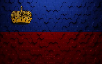 Flag of Liechtenstein, Honeycomb Art, Liechtenstein Hexagons Flag, Liechtenstein, Zd Hexagons Art, Liechtenstein Flag