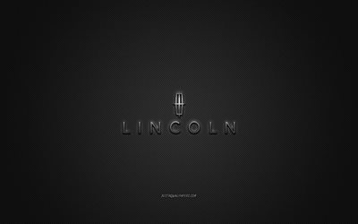 Logo Lincoln, logo argento, sfondo grigio in fibra di carbonio, emblema Lincoln in metallo, Lincoln, marchi di automobili, arte creativa