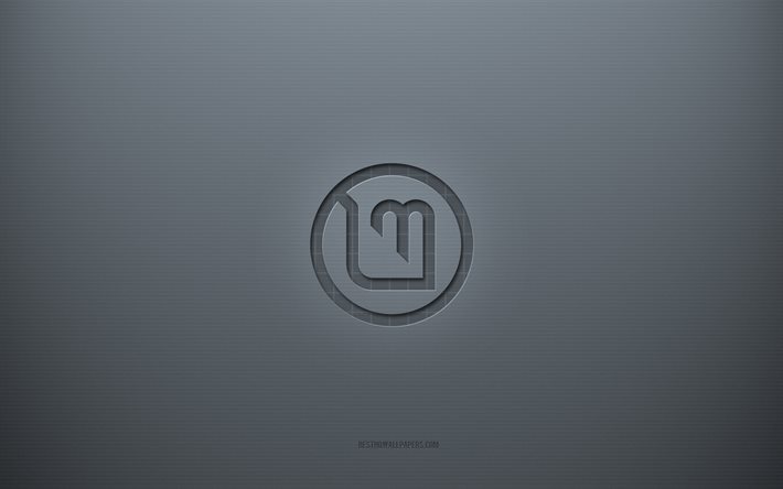 linux mint-logo, grauer kreativer hintergrund, linux mint-emblem, graue papierstruktur, linux mint, grauer hintergrund, linux mint 3d-logo