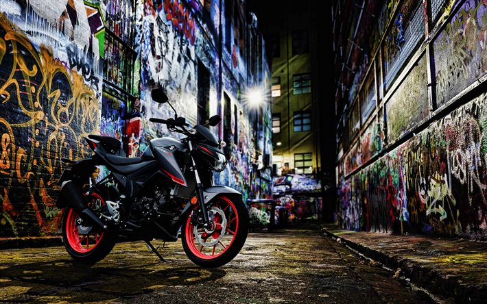 Suzuki GSX-S125, supebikes, motos 2021, nightscapes, HDR, 2021 Suzuki GSX-S125, motocicletas japonesas, Suzuki