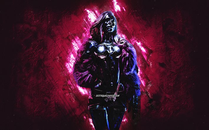 Lizzy Wizzy, Cyberpunk 2077, fundo de pedra roxa, personagens cyberpunk, Lizzy Wizzy Cyberpunk, arte criativa, Elisabeth Wissenfurth