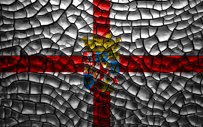 Flagga Almeria, 4k, spanska provinser, sprucken jord, Spanien, Almeria flagga, 3D-konst, Almeria, Provinserna i Spanien, administrativa distrikt, Almeria 3D-flagga, Europa