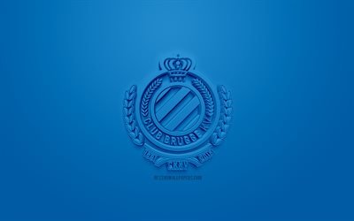 Club Brugge KV, creative 3D logo, blue background, 3d emblem, Belgian football club, Jupiler Pro League, Brugge, Belgium, Belgian First Division A, 3d art, football, stylish 3d logo