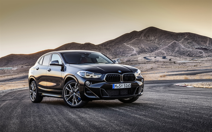2019, BMW X2, M35i, フロントビュー, 黒クロスオーバー, X2外観, 新しい黒X2, ドイツの厚, BMW