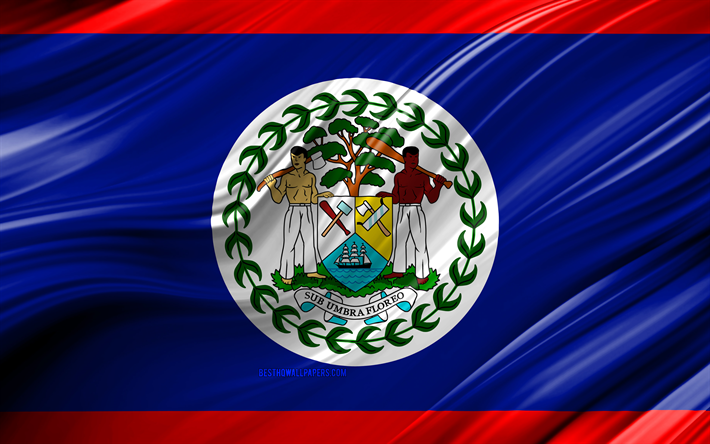 4k, Belizean flag, North American countries, 3D waves, Flag of Belize, national symbols, Belize 3D flag, art, North America, Belize