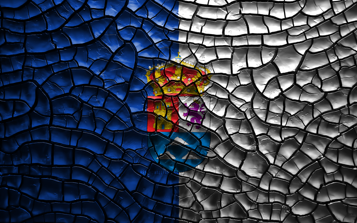 Flag of Las Palmas, 4k, spanish provinces, cracked soil, Spain, Las Palmas flag, 3D art, Las Palmas, Provinces of Spain, administrative districts, Las Palmas 3D flag, Europe