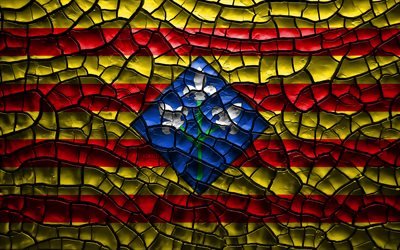 Bandiera di Lleida, 4k, province spagnole, incrinato suolo, Spagna, Lleida, bandiera, 3D, arte, Province di Spagna, i distretti amministrativi, Lleida 3D, Europa