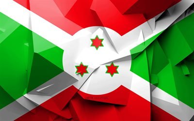 4k, Flag of Burundi, geometric art, African countries, Burundi flag, creative, Burundi, Africa, Burundi 3D flag, national symbols
