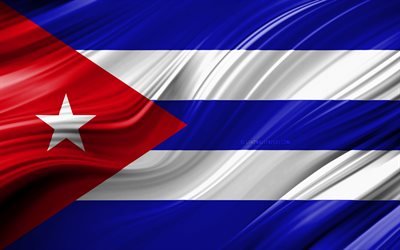4k, Cuban flag, North American countries, 3D waves, Flag of Cuba, national symbols, Cuba 3D flag, art, North America, Cuba