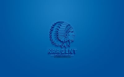 KAA Gent, creativo logo 3D, sfondo blu, emblema 3d, Belga di calcio per club, Jupiler Pro League, Gent, in Belgio, Belga di Prima Divisione A, 3d, arte, calcio, elegante logo 3d