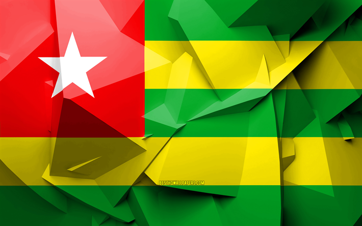4k, Togon lippu, geometrinen taide, Afrikan maissa, luova, Togo, Afrikka, Togo 3D flag, kansalliset symbolit