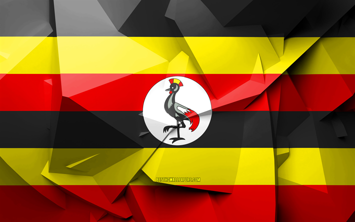 4k, 旗のウガンダ, 幾何学的な美術, アフリカ諸国, ウガンダの国旗, 創造, ウガンダ, アフリカ, ウガンダ国旗3D, 国立記号