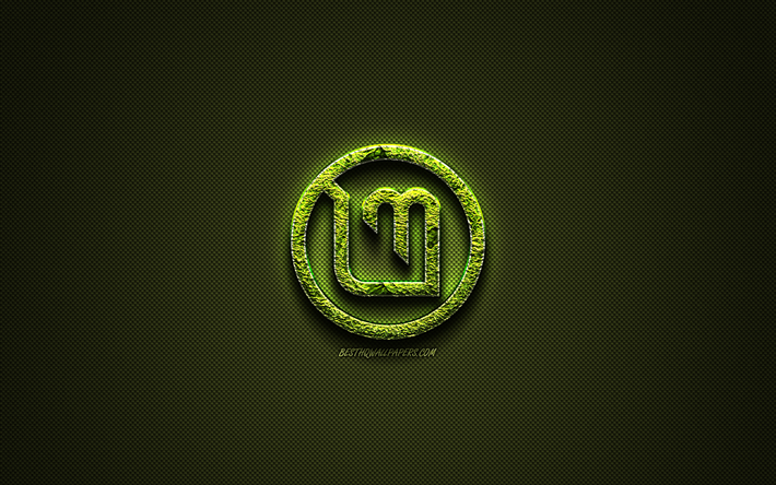 Linux Mint logo, creative nature art, Linux Mint, green carbon fiber texture, Linux Mint emblem, operating system, Linux